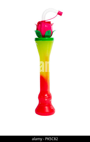 Flower Novelty Slush Yard Cup with multicolour slush on a white background Stock Photo