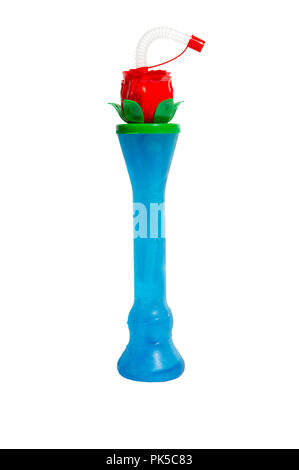 Flower Novelty Slush Yard Cup with multicolour slush on a white background Stock Photo