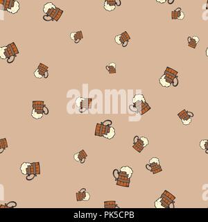 Tankard beer pattern seamless. Vector illustration. Beige background. Stock Vector