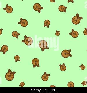 Beer barrel pattern seamless. Vector illustration. Light green background. Stock Vector