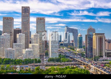 Beijing, China modern financial district cityscape at dusk. Stock Photo