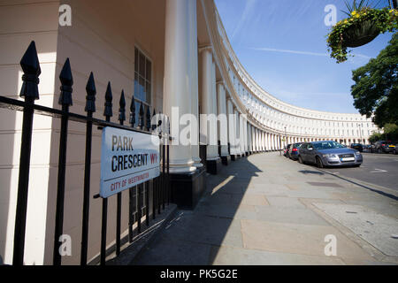 LONDON, ENGLAND - JUNE 14 2012: Park Crescent West near to Regent's Park before this part of the street was demolished. Designed by John Nash Stock Photo