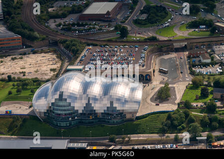 Ariel photograph taken from light aircraft of the Sage, Gateshead. Stock Photo