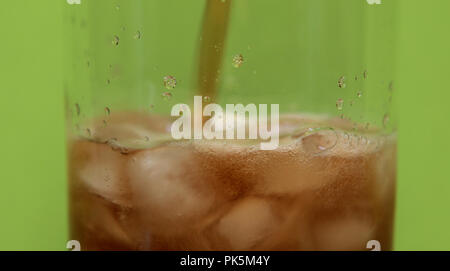 Close up view of the ice cubes in cola background Stock Photo