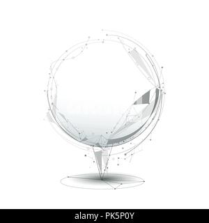 Abstract Molecules with line, node, geometric, low poly, polygon and triangle. Vector design network connection technology on white background. Futuri Stock Vector