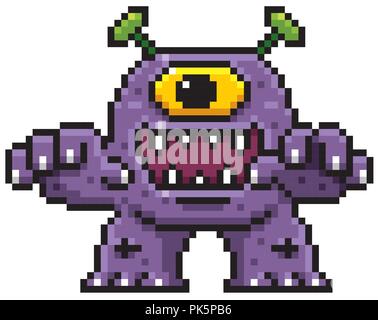 Vector Illustration of Monster with Pixel Art Design, perfect for game ...