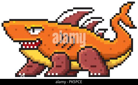 Vector illustration of Cartoon Monster - Pixel design Stock Vector