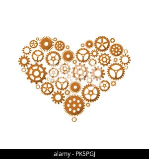 Heart made of gears. Valentines day. Vector illustration. Stock Vector