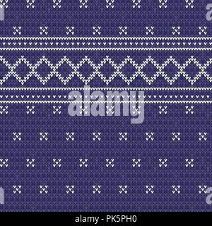 Knitted seamless pattern background. Sweater vector illustration. Blue color. Knitwear design. Stock Vector