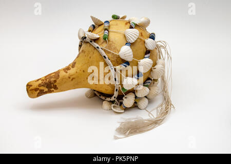 African gourd maraca rattle isolated on a white background Stock Photo