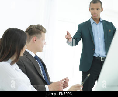 colleagues discussing new ideas in the office Stock Photo