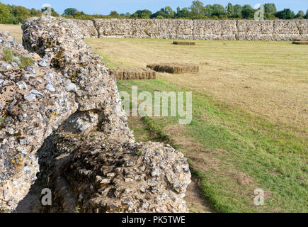 The east and north walls of Burgh Roman Fort also known as Gariannonum, Garannum, Caister-on-Sea, Norfolk, England, UK Stock Photo