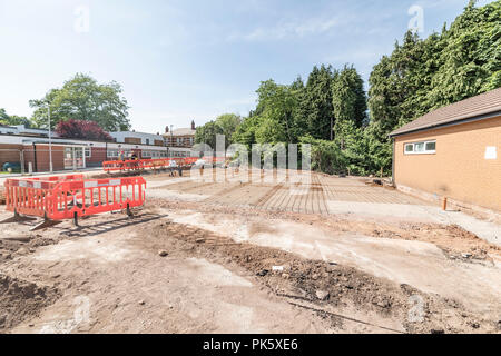 Preparing the site at Velindre Hospital Cardiff for the New Maggies Life support centre for victims of cancer and their families Stock Photo