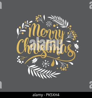 Merry Christmas Background with Typography, Lettering. Greeting card, banner and poster Stock Vector