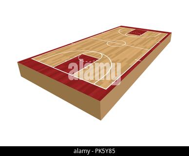 A realistic 3D basketball court isolated on a white background illustration. Vector EPS 10 available. Stock Vector