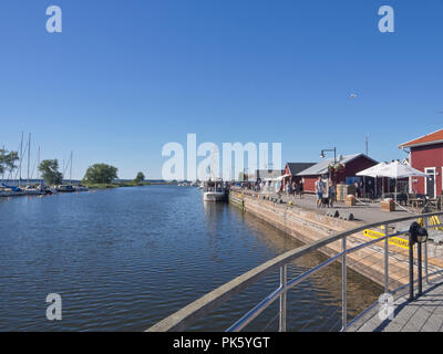 The guest harbour in Mariestad, a picturesque town on the shore of Vaenern the largest lake in Sweden Stock Photo