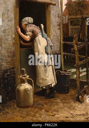 Bernardus Johannes Blommers The milk maid. Stock Photo