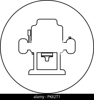 Milling cutter icon black color in round circle outline vector I Stock Vector