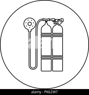 Aqualung scuba icon black color in round circle outline vector I Stock Vector