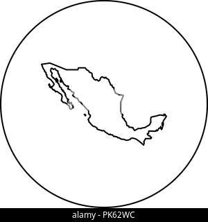 Map of Mexico icon black color in round circle outline vector I Stock Vector