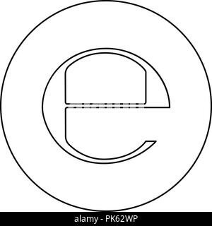 Estimated sign E mark symbol e icon black color in round circle outline vector I Stock Vector