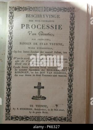 beschryvinge der wyd vermaerde processie der devotie die jaerlyks binnen de stad veurne word uitgesteld 1835 pk6327