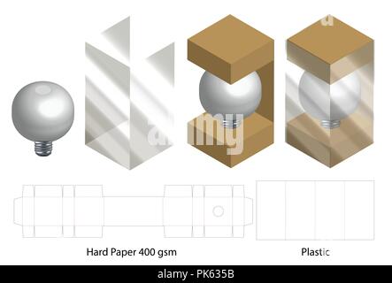 box with plastic window die cut mock up template Stock Vector