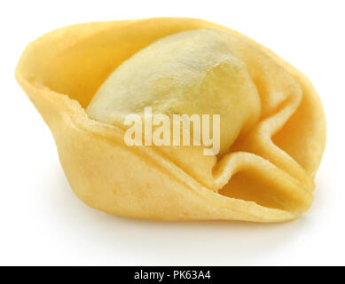 Italian Tortelloni made of spinach and wheat flour over white background Stock Photo