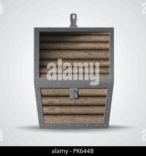 Empty wooden chest. Stock Vector