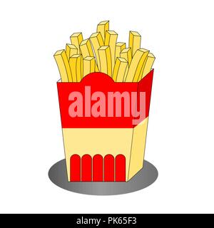 Isolated delicious fast food french fries box , vector icon Stock Vector