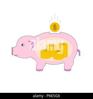 Business saving profit money piggy bank, illustration icon Stock Vector
