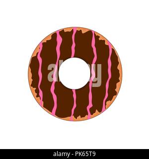 Isolated tasty fast food chocolate doughnut , vector icon Stock Vector