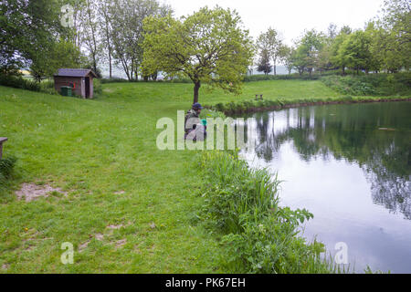 Meon Springs Trout fishery, East Meon, Hampshire, England, United Kingdom. Stock Photo