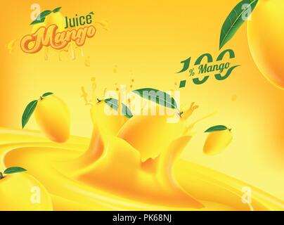 Mango Juice Advertising Banner Ads Vector Template Design Stock Vector
