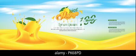 Mango Juice Advertising Banner Ads Vector Template Design Stock Vector