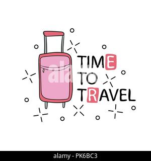 Vector hand drawn typography poster. time to travel. Inspirational illustration Stock Vector
