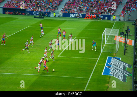 Football match. Wanda Metropolitano Stadium, Madrid, Spain. Stock Photo