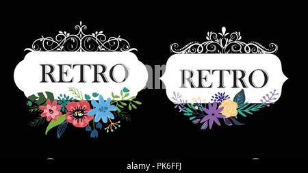 Hand drawn cute floral logo template Stock Vector