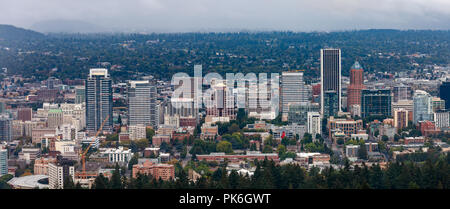 Portland, Oregon - Sep 8, 2018 : View of Portland Downtown, Oregon from Pittock Mansion Stock Photo
