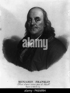 Benjamin Franklin - peint d'après nature pour la famille - exposé au Salon de 1779 Stock Photo