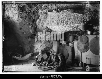 Bethlehem and surroundings. Bethlehem. A manger home. Room, part cave. Swaddled baby & dove-cote Stock Photo