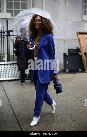 Elaine Welteroth posing on the street outside the Tibi show during New York  Fashion Week - Sept 9, 2018 - Photo: Runway Manhattan ***For Editorial Use  Only?***