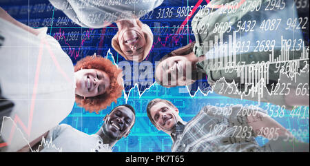 Composite image of low angle portrait of happy business people Stock Photo