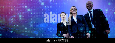 Composite image of happy colleagues standing against white background Stock Photo