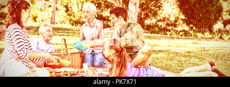 Happy family having picnic in the park Stock Photo