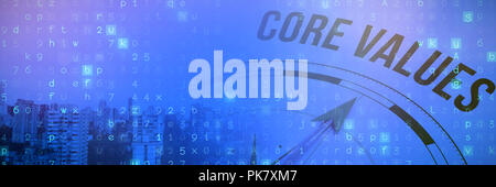 Composite image of core values against compass Stock Photo
