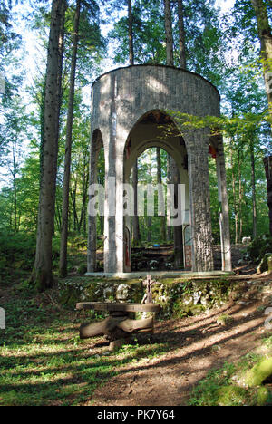 Chapel in the forest at Krenom, Kočevski Rog, Slovenia dedicated to repatriated prisoners executed by Tito's Partisans in 1945. Stock Photo