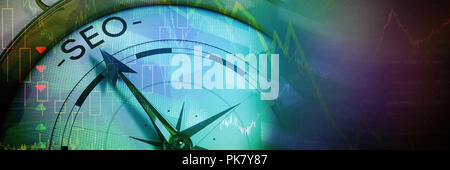 Composite image of compass pointing to seo Stock Photo