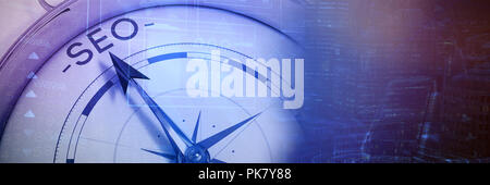 Composite image of compass pointing to seo Stock Photo