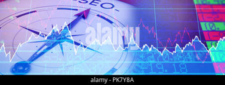 Composite image of compass pointing to seo Stock Photo
